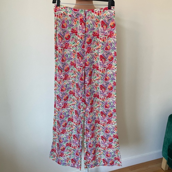 BA&SH Abo Floral Print Ecru White Multi High Waist Flowy Trouser Pants EUC Sz XS - Picture 5 of 12
